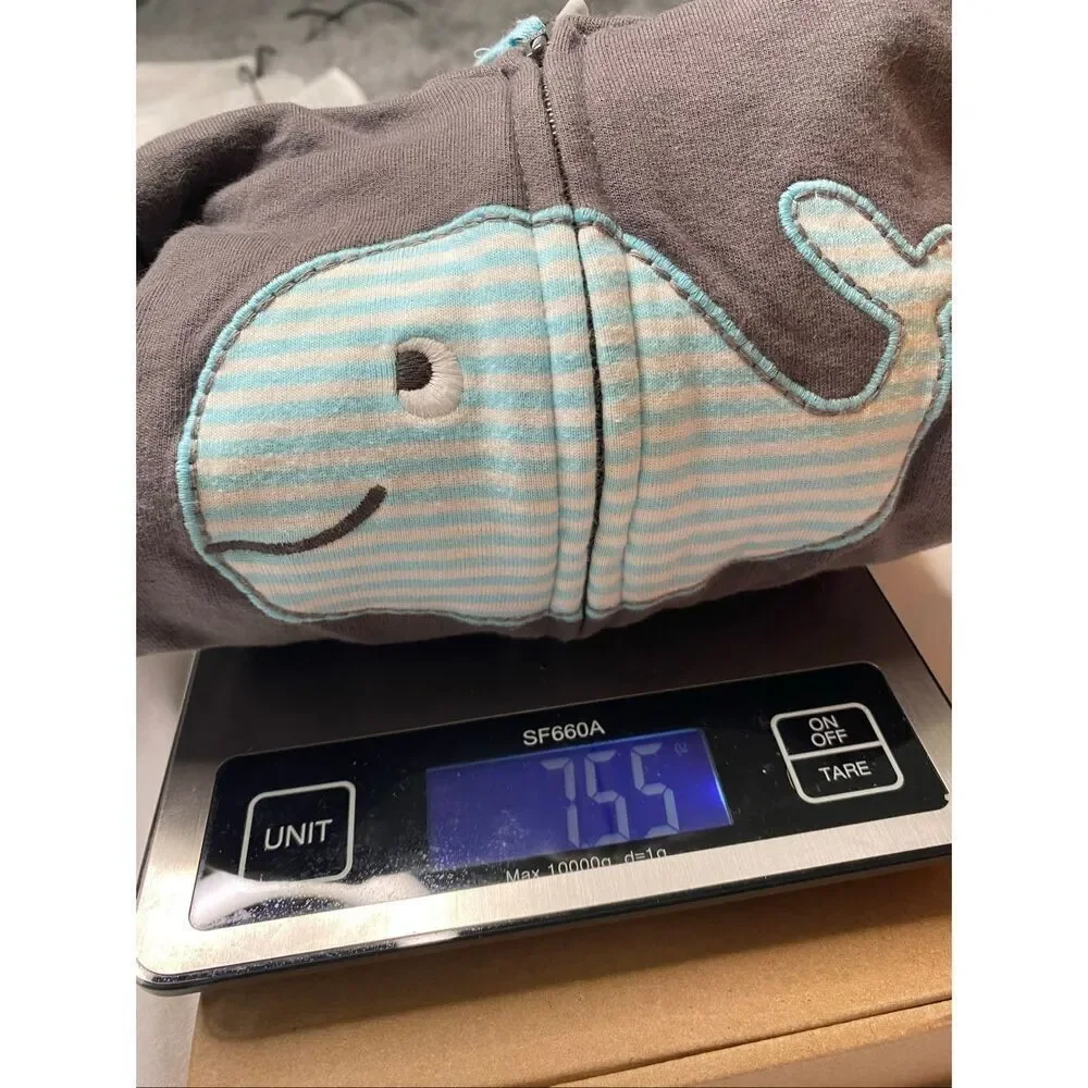 Carter’s Baby Boy 2 Piece Outfit 9M Hoodie Pants Whale Gray Set Kids Cute Cozy